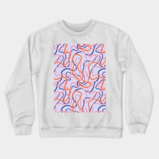 Abstract curvy lines pattern in pale blue Crewneck Sweatshirt